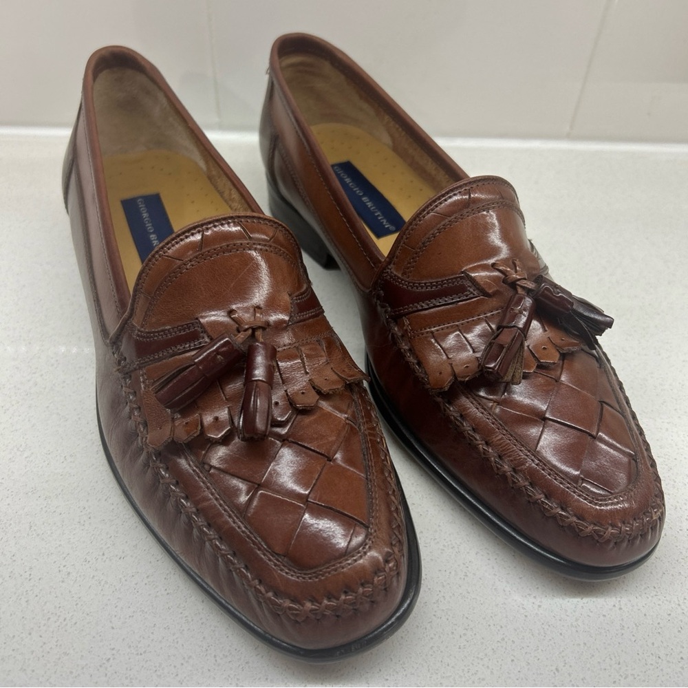Giorgio Brutini Chestnut Leather Tassel Loafers